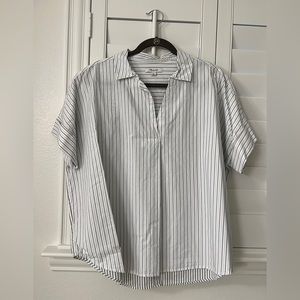 Madewell White Pinstripe Blouse with Back Button Details - Size XL